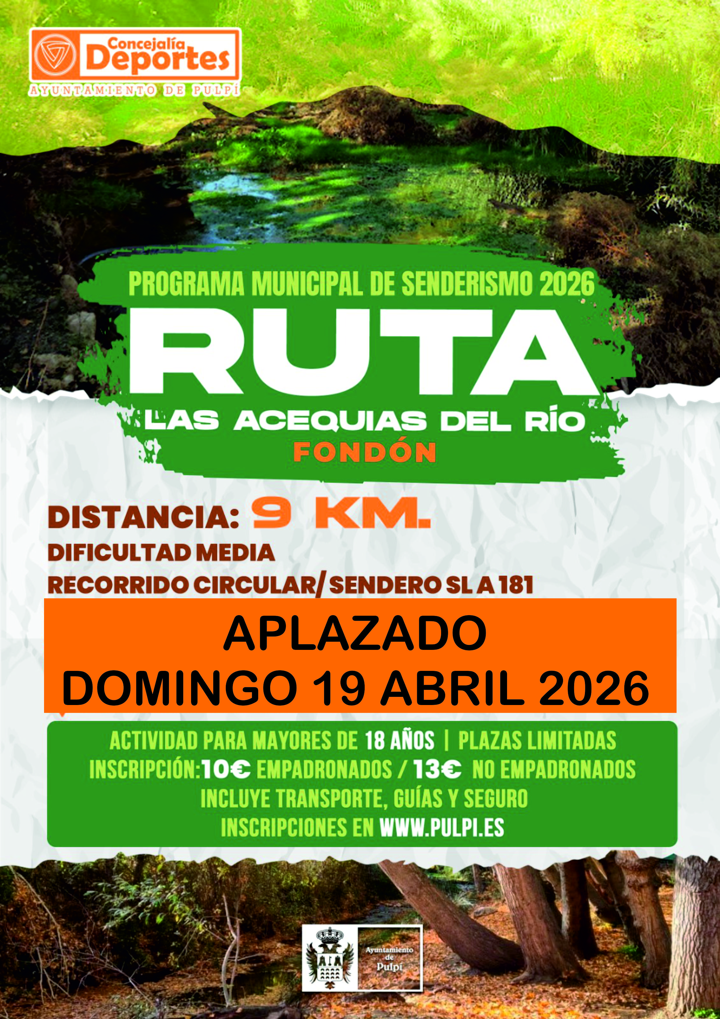 RUTA DE SENDERISMO DOMINGO 19 ABRIL 2026 -PROGRAMA MUNICIPAL DE SENDERISMO PULPÍ-